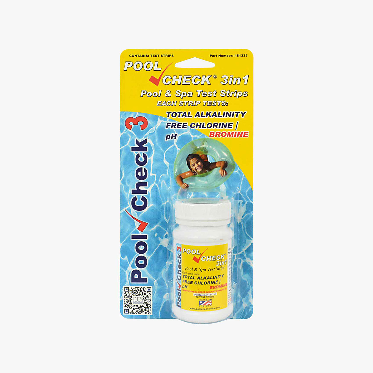 Pool Check Chlorine 4 in1 Test Strips 50 test strips per bottle.