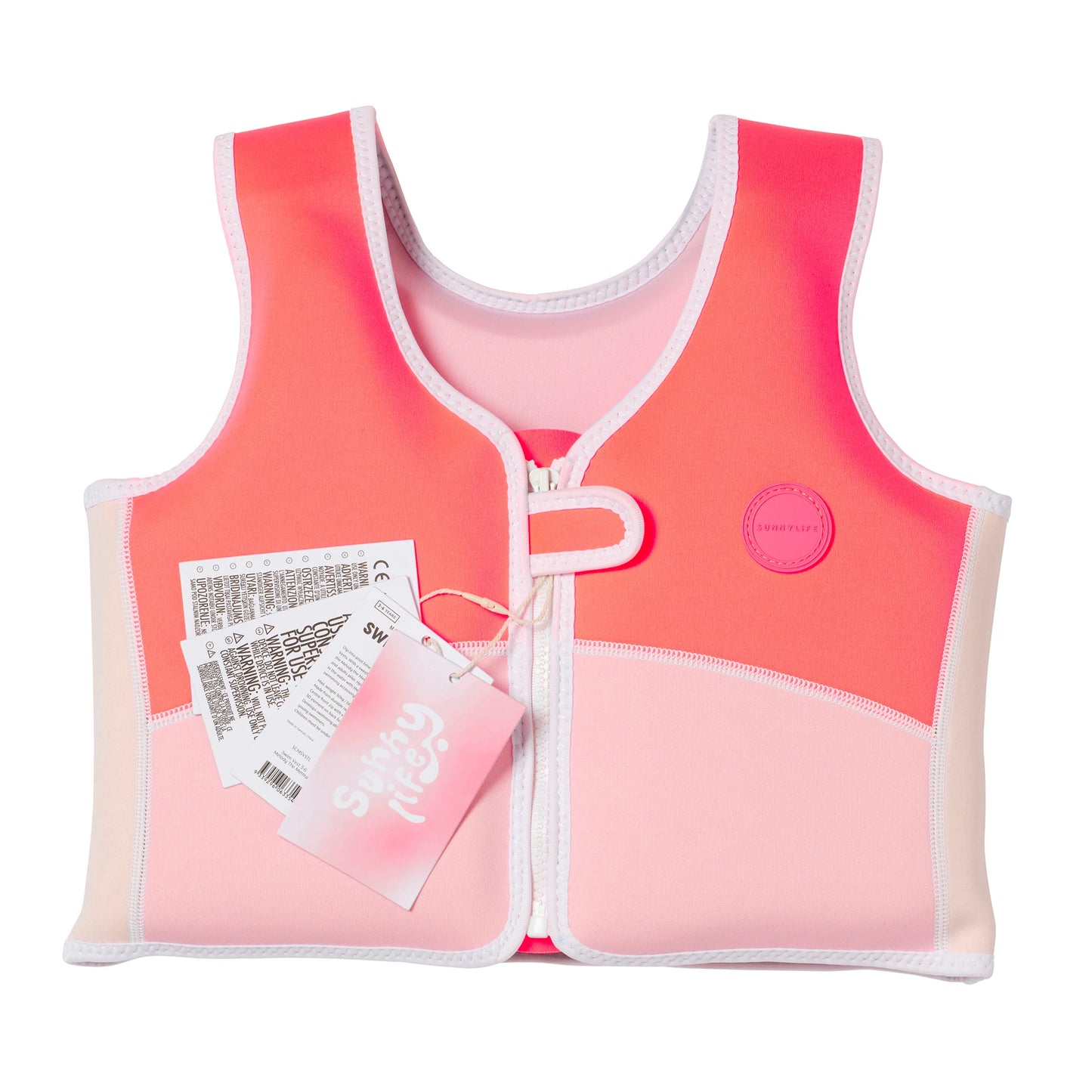 Melody the Mermaid Swim Vest 3-6 Neon Strawberry