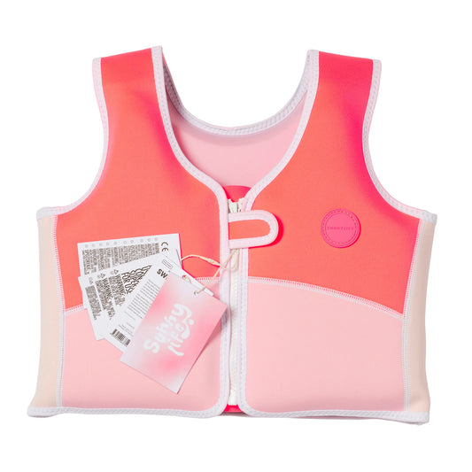 Melody the Mermaid Swim Vest 3-6 Neon Strawberry